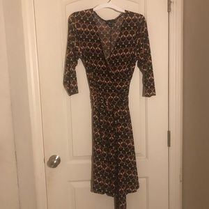Faux wrap midi dress